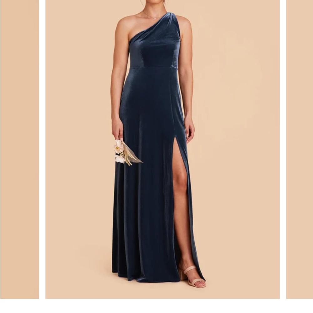 Birdy Grey velvet storm blue bridesmaid dress
